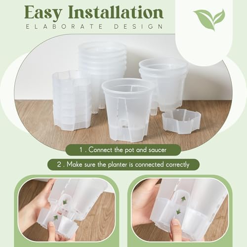 Wonderjune Self Watering Planter, 7.09'', Clear, 9 Pcs