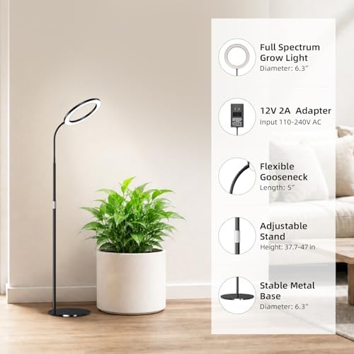 Floor Halo Grow Light for Indoor Plants, Full Spectrum Plant Light