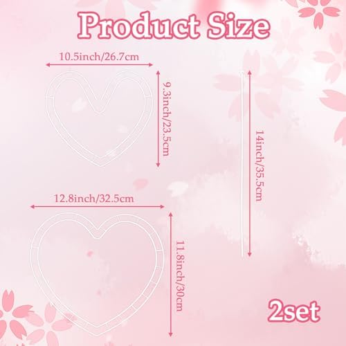 Heart Shape Flower Bouquet Shaper - 2 Set Reusable Floral-Cage Rose Stem Holder, Plastic Heart Wreath Frames, White Flower Arrangement Stand for Fresh Roses, DIY Bouquet Making, Birthday, Wedding