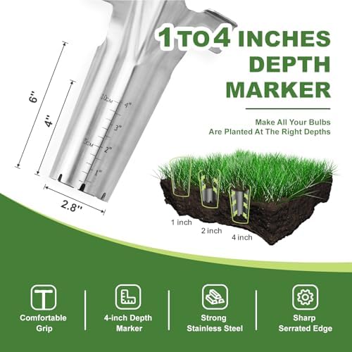 Haliaeetus Long Handle Bulb Planter Tool, 37'' Stainless Steel Bulb Planter