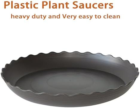 2 Pack of 10 inch Plant Saucer Plant Tray, Plastic Plant Saucer, Heavy Duty Plant Tray for Pots, Plant Saucers for Indoors Planter, Garden Water Plate Bowls for Gallon Grow Bags (Brown)