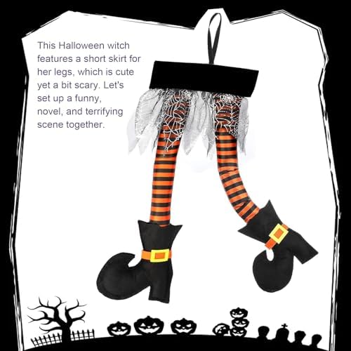 1 PC Halloween Witch's Legs Decoration, Funny Halloween Witch Legs Props, 40cm x 20cm Fancy Outdoor Novelty Hanging Festive Decor, Universal for Most Cars, Trucks, SUVs (Orange)