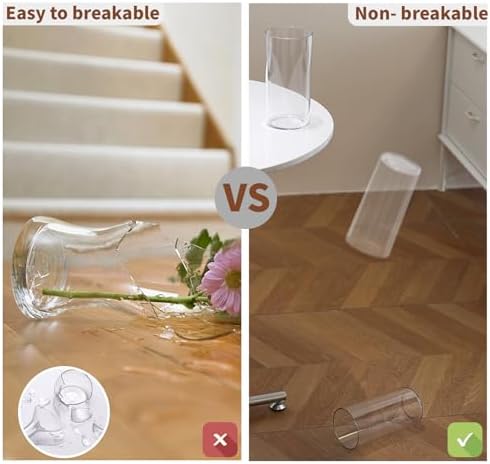 Clear Flower Vase, Non-breakable Vases, 6" W x 16" H, Acrylic Vase, Aesthetic Room Decor Cylindrical Modern Flower Vases for Table Centerpiece, Home Decor, Women Floral Arrangement Gift