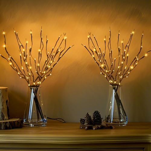 3PCS 30IN LED Lighted Tree Branches Lights with Timer, Battery Operated
