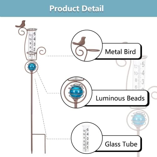27'' Tall Rain Gauge Outdoor with Luminous Beads