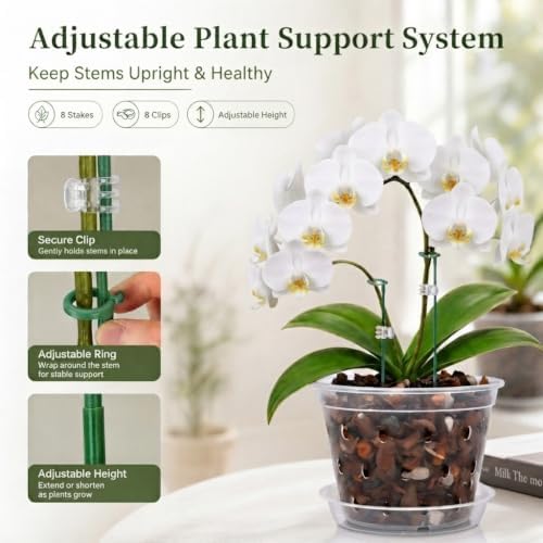 Orchid Pots, 5 Pack 7 Inch Large Clear Orchid Pots with Hole and Saucer