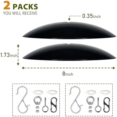 8" Mini Bird Feeder Rain Guard, Hummingbird Feeder Shade Dome Cover, for Small Feeders, Works with Ant Guards (Black), 2 Pack