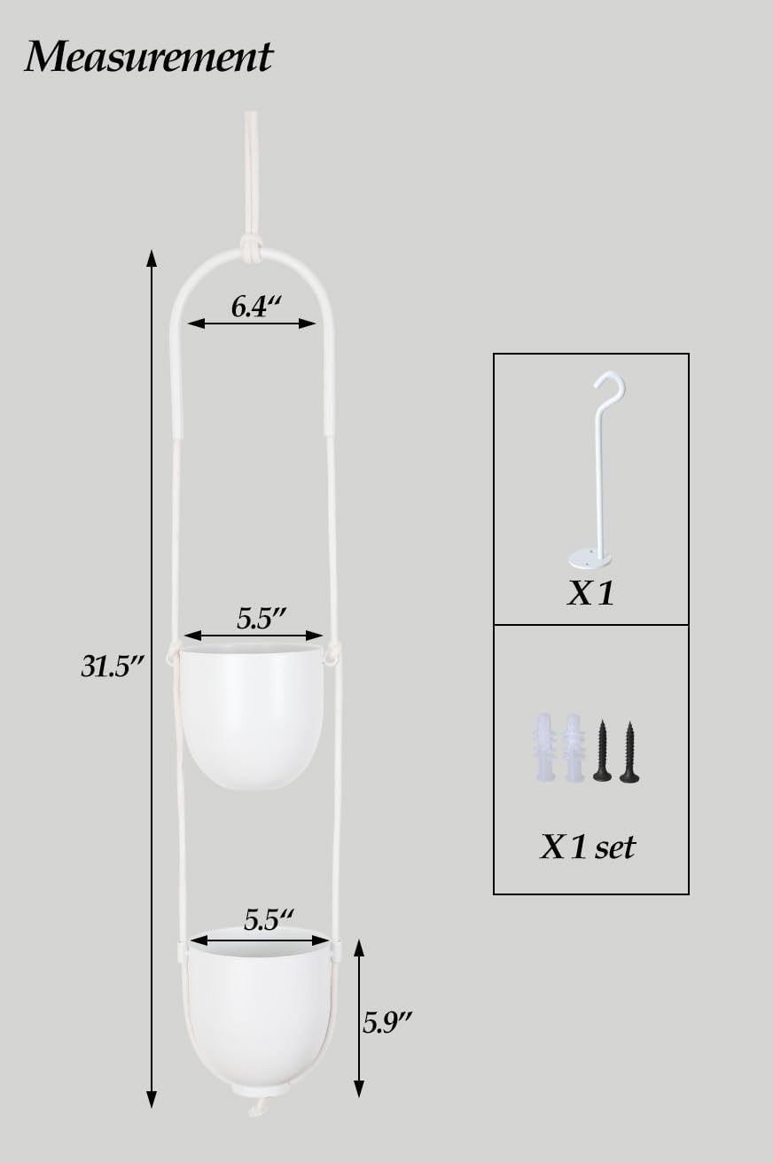 Hanging Planters 2 Tiers Metal Plant Hangers for Indoor Outdoor Plants Wall Ceiling Hanging Flower Pot Basket Holders