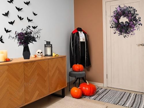 7 Piece 18 Inch Black and Purple Eucalyptus Halloween Floral Picks