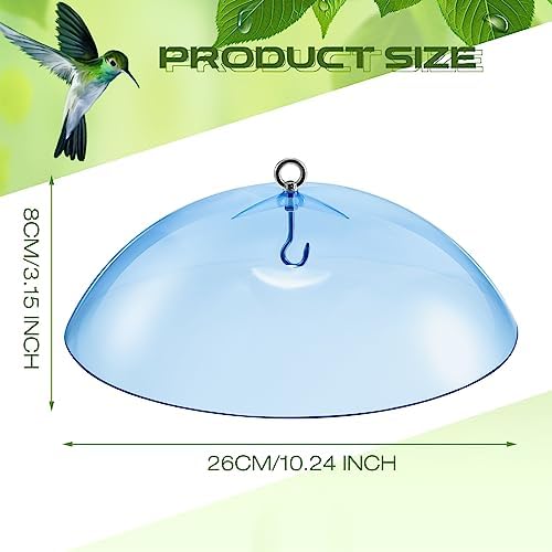 2 Pcs 10 Inch Squirrel Baffles Plastic Bird Feeders Protective Cover Dome Rain Proof with Hooks for Hanging Bird Seed Covers Rain Guards(Clear, Blue)