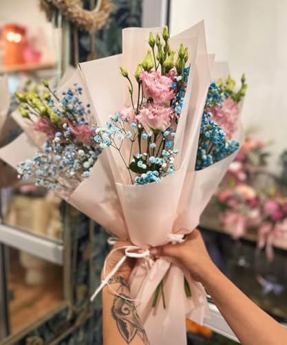 WRAPAHOLIC 20 Sheets Flower Wrapping Paper - 22.4 x 22.4 inch Pure Pastel Pink Water-Resistant Floral Bouquet Wrapping Paper, Florist Supplies Packaging for Wedding Birthday Gift DIY