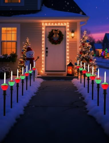 11.5FT Christmas Pathway Lights, 7PK LED Bubble Yard Stake Lights