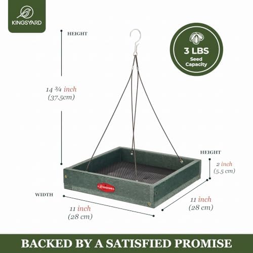 Kingsyard Platform Bird Feeder for Outdoors, Hanging Feeding Tray