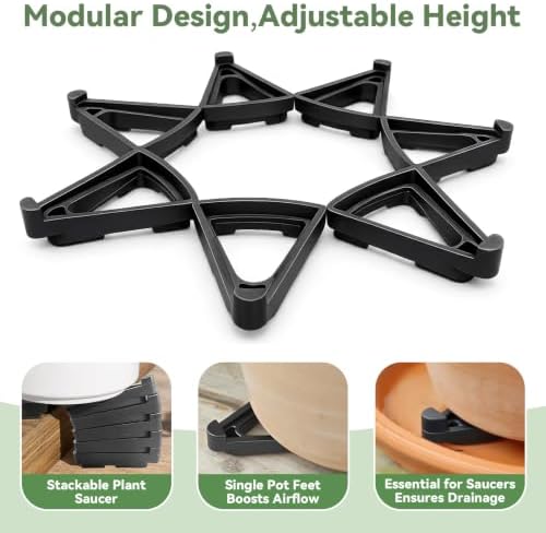 24 Pack Pot Feet for Outdoor Planters, Black