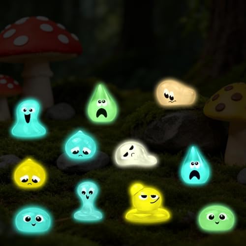 64 Pcs Luminous Mini Resin Water Elves Figurines Glow in the Dark