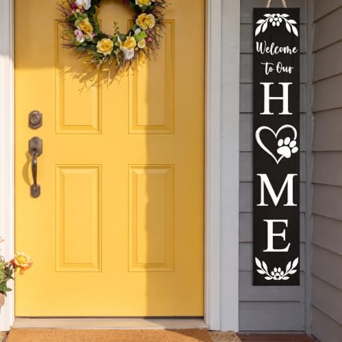 Welcome Sign Porch Decor Front Door Outdoor Wooden Board, Rustic Farmhouse