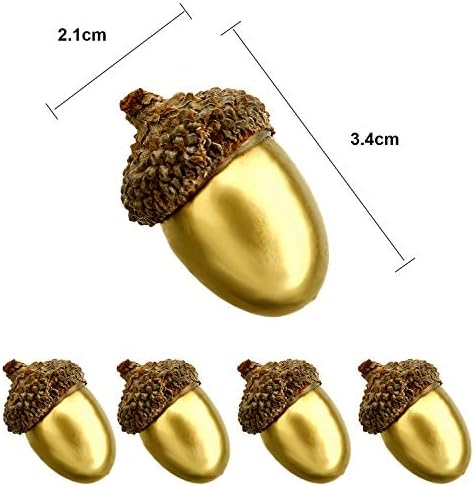 Pangda 60 Pack Artificial Acorns Decorative with Cap for Crafts, Gold
