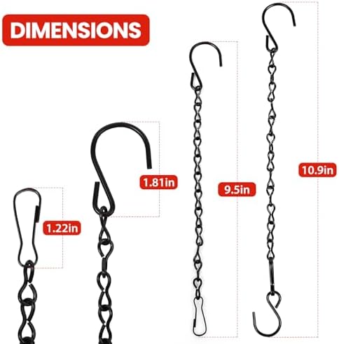 10pcs Hanging Chain for Bird Feeders, Planters, Lanterns and Ornaments (Black,9.5 Inch) Garden Plant Hangers for Billboards, Chalkboards, Basket, Planters Wind Chimes
