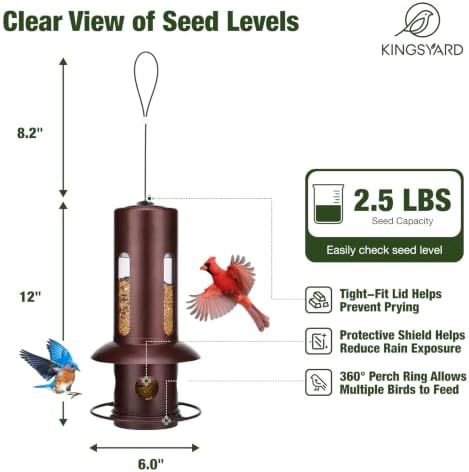 Kingsyard Squirrel Proof Hanging Bird Feeder for Outdoors