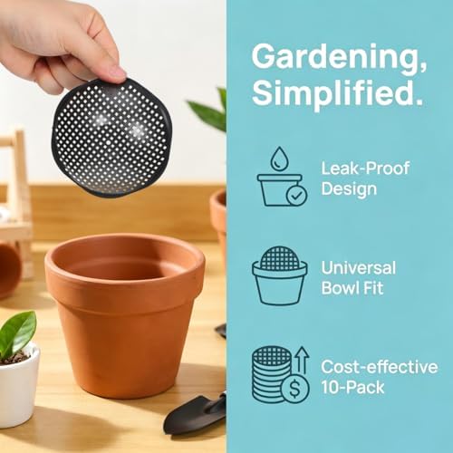 10PCS Flower Pot Hole Mesh Pads, 4.5" Planter Drainage Insert Screens