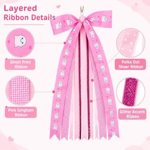 Pink Halloween Wreath Sash Front Door Ribbon Bow