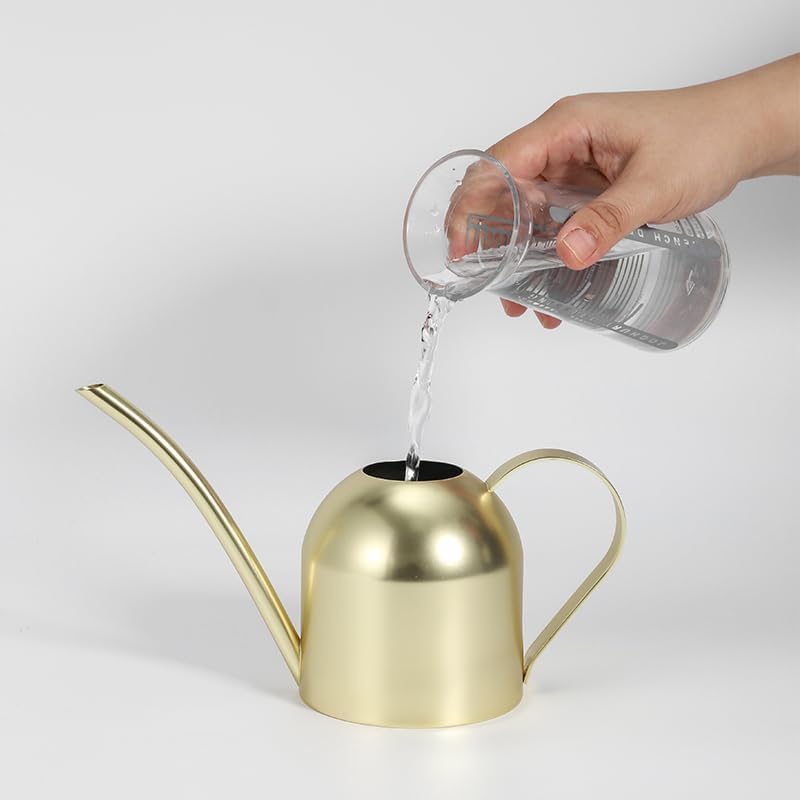 Gold Watering Can for Indoor Plants, 450ml/15oz Metal