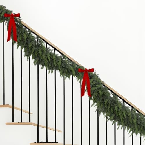 12 Ft Christmas Cedar Garland, Real Touch Soft Greenery Mantel Decor