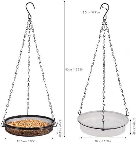 HRAYLTOP 2-in-1 Set Hanging Bird Feeder and Bath for Outdoor, Small Metal Tray Perfect for Attracting Bird