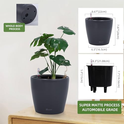 Dexceder 9x8 Self Watering Planter (Slate Gray Matte)