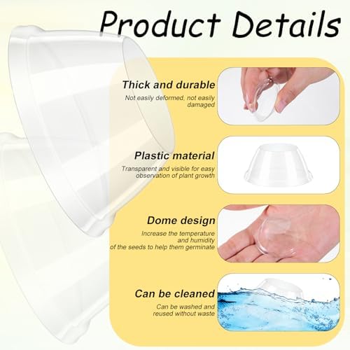 50 Pack Grow Domes Hydroponic, Transparent Hydroponic Dome Covers for Plants, 1.57in Inner Humidity Plant Domes Caps Plant Covers for Growing System