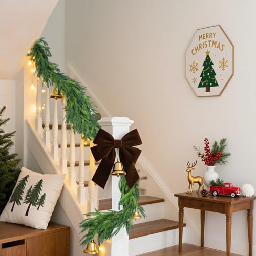 Rowfad 6Ft Norfolk Pine Garland for Mantle Christmas Decorations, 4 Set