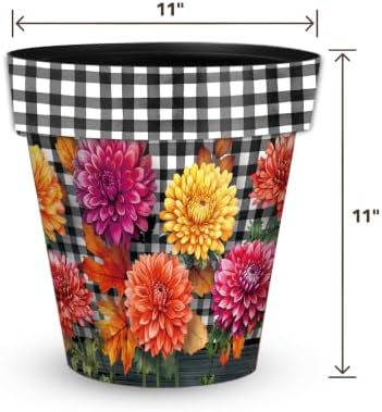 Briarwood Lane Fall Planter 11.75 x 11 x 11 Checkered Mums Medium