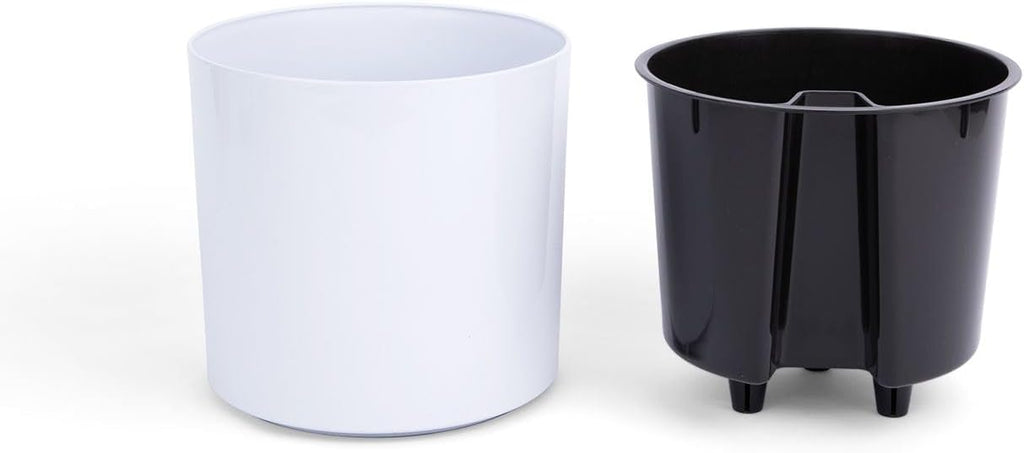 8 inch Self Watering Plant Pot for Indoor Plants, African Violets, Succulents, The Aqua Core Collection (Designer White)