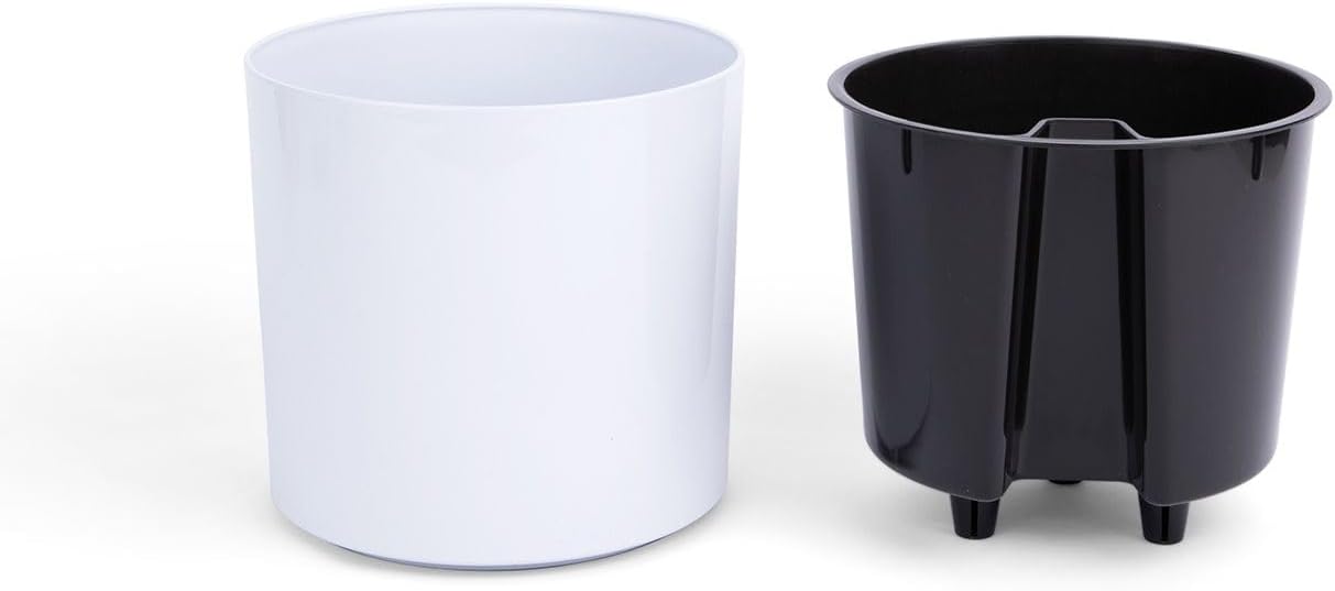 8 inch Self Watering Plant Pot for Indoor Plants, African Violets, Succulents, The Aqua Core Collection (Designer White)
