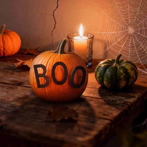 Halloween Metal Boo Pumpkin Stake Set, 4'' High Letters, Fall Porch Decor