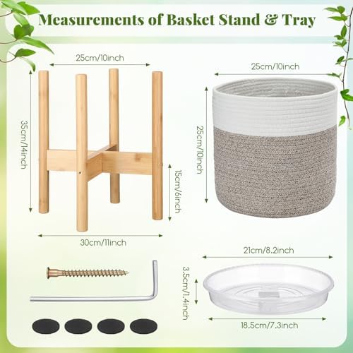 Plant Baskets Indoor with Liner, White and Brown, 10 Inch