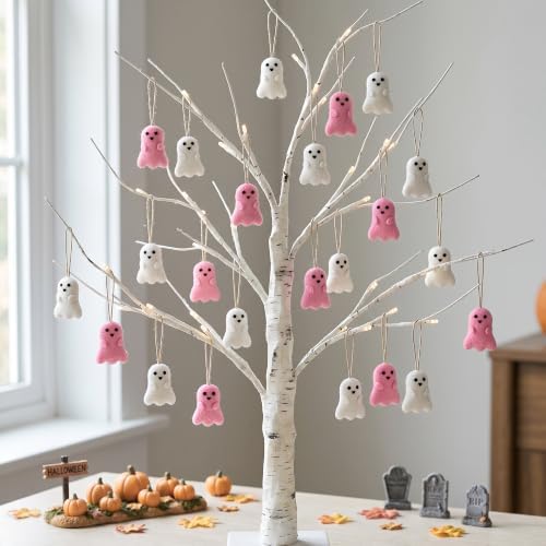 24 Pcs Halloween Ghost Hanging Ornaments Small Tree Decoration
