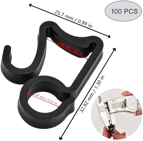 AccEncyc 100 Pcs Outdoor Light Clips Hooks for Gutter Hanging Outdoor Lights Christmas Village Accessories (Black)