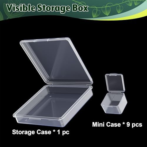 Plant Seed Organizer Box Garden Seed Storage Container Cases Transparent Plastic Collection Box Dustproof Craft Organizer Case with 9 Pcs Mini Storage Cases for Garden Home Office