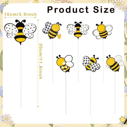EYxsaxenk Metal Bee Planter Stakes Bumble Bee Yard Sign Garden Decoration
