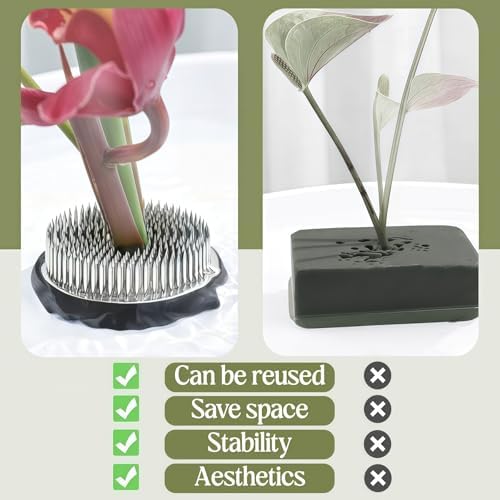 Flower Frog Stainless Steel Japanese Ikebana Pin Frog Floral Arrangement Holder Kenzan Flower Vase Round Metal Flower Arranger Tool (2.76inch / 70mm)