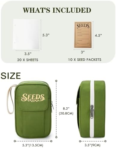 Seed Storage Organizer with 20 Clear Sleeves, 10 PCS Seed Envelopes