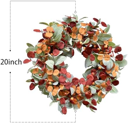 20“ Fall Wreath for Front Door, Autumn Door Wreath Harvest Decor