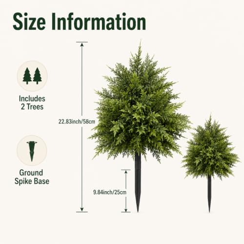 2-Pack Artificial Cedar Trees, 22.83'' Tall with Ground Stakes
