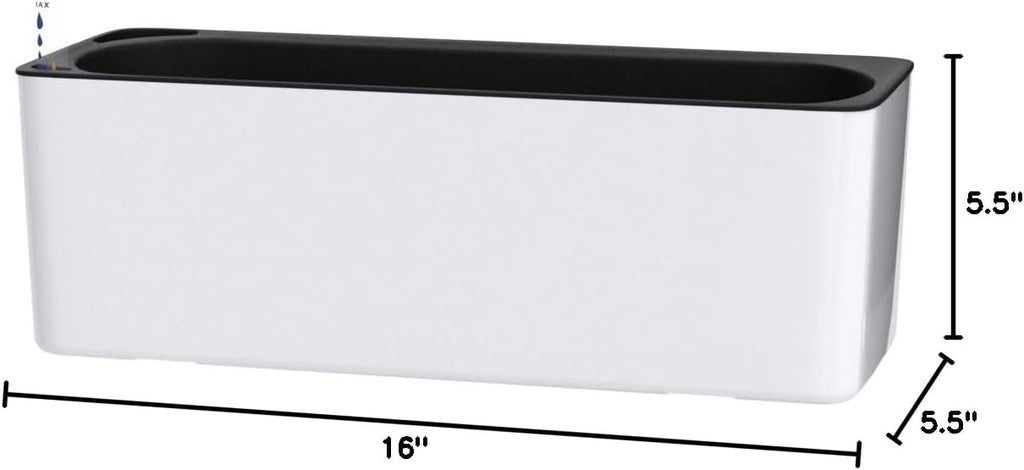 Fasmov 2 Pack Rectangle Self Watering Planter with Water Level Indicator, 16x 5.5 Inch Window Gardening Box, Decorative