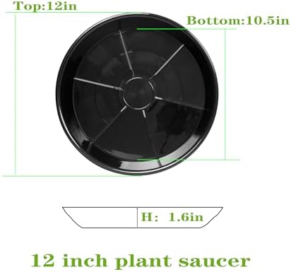 6 Pack Plant Saucer Drip Tray 9 10 inch, Plant Dishes Saucer, Heavy Sturdy Plastic Planter Flower Pot Saucers for Indoor Outdoor Garden, Plant Water Drip Trays for pots (10", Black)