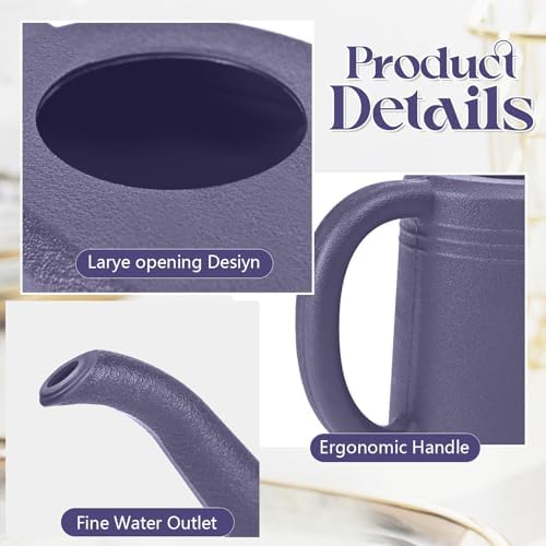 Plastic Watering Can for Plant Garden - with Long Stem - 1/4 Gallon - Purple