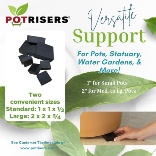 POTRISERS 6 Pack Large 2" Wide x 3/4" Tall | Invisible Pot Feet & Plant Risers | Drainage & Airflow for Planters, Pots, Garden Decor | Patios, Decks, Gardens