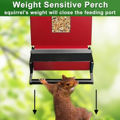 Squirrel Proof Bird Feeders for Outdoors, 6LB Metal Hanging Bird Seed Feeders, Large Wild Feeders for Cardinals,Backyard (Red)