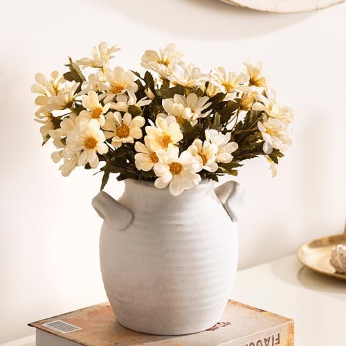 Vanselia Ceramic Flower Vase Home Decor Living Room Table Vases (6" Rustic)